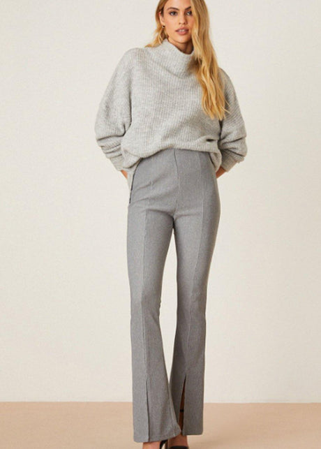 Women's Ribbed Flare Pants,Grey