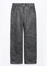 Women's Washed Leather Pants,Black