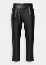 Women's Plain Leather Pants,Black