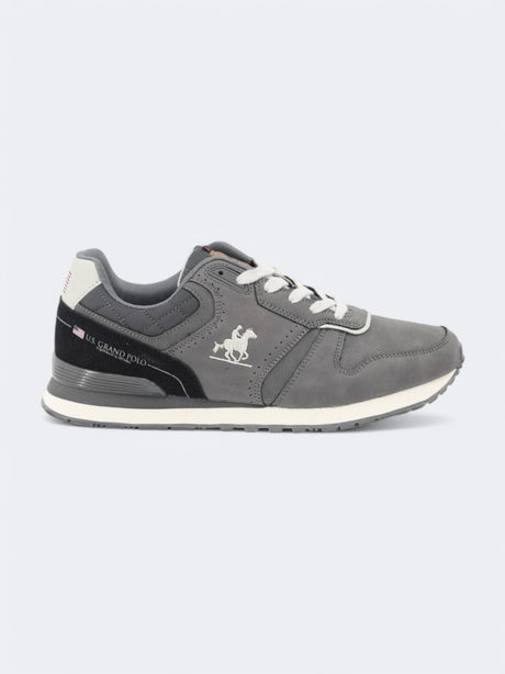 Men's Brand Logo Embroidered Sneakers,Grey