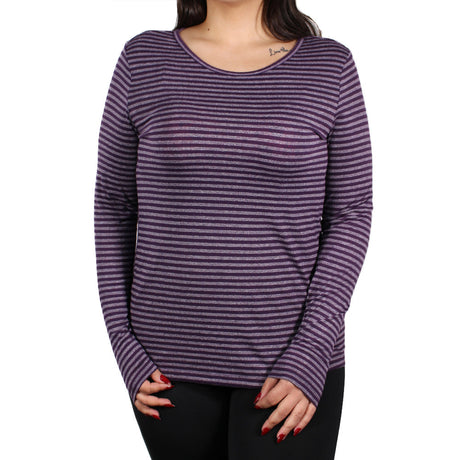 Image for Women's Striped Cutout-back T-shirt,Purple